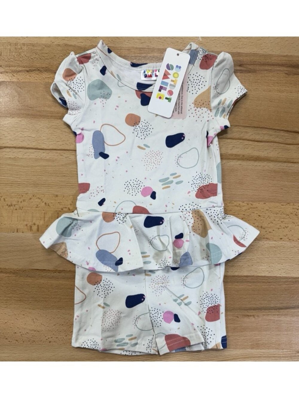 Dot Dot Smile Girl's Short Sleeve Peplum Romper Size 12-24 Months Shorts 1-Piece